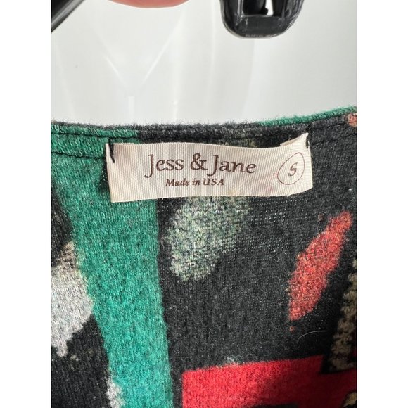 Jess & Jane "Cubes" Jeweled Zipper V-Neck Top Size Small - Picture 4 of 4